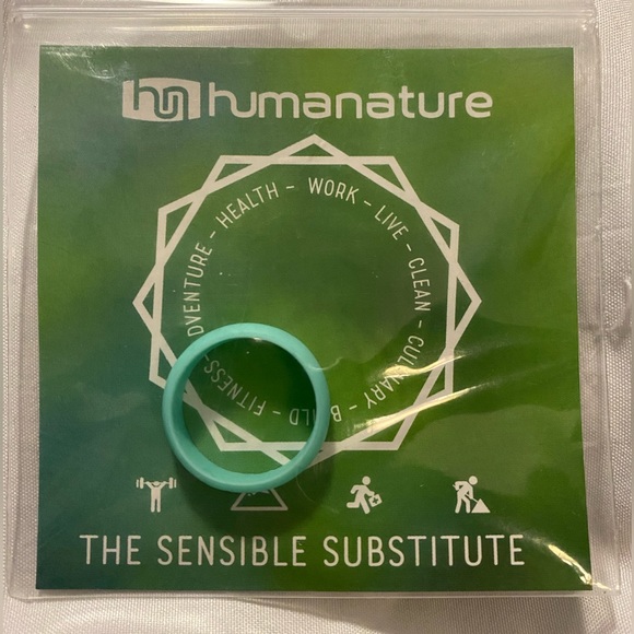 Humanature Silicone ring, Size 7 Aquamarine NWT in package - Picture 1 of 3